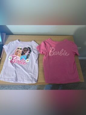 Barbie Pink & Light Pink Graphic Short Sleeve Tee Set